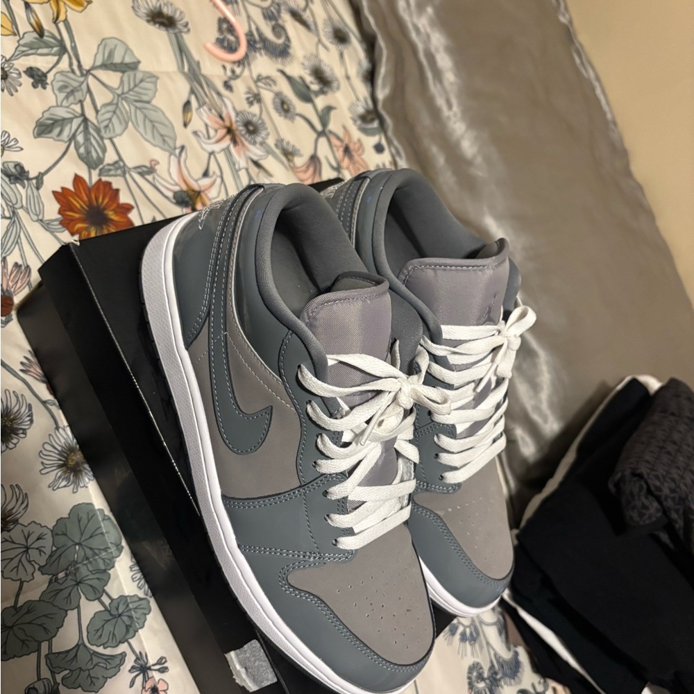 Jordan Gray and White Sneakers